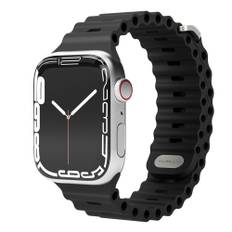 Apple Watch (42/44/SE/45/46/49mm) Vonmählen Wave Band 2 Genanvendt Silikone Rem - Sort