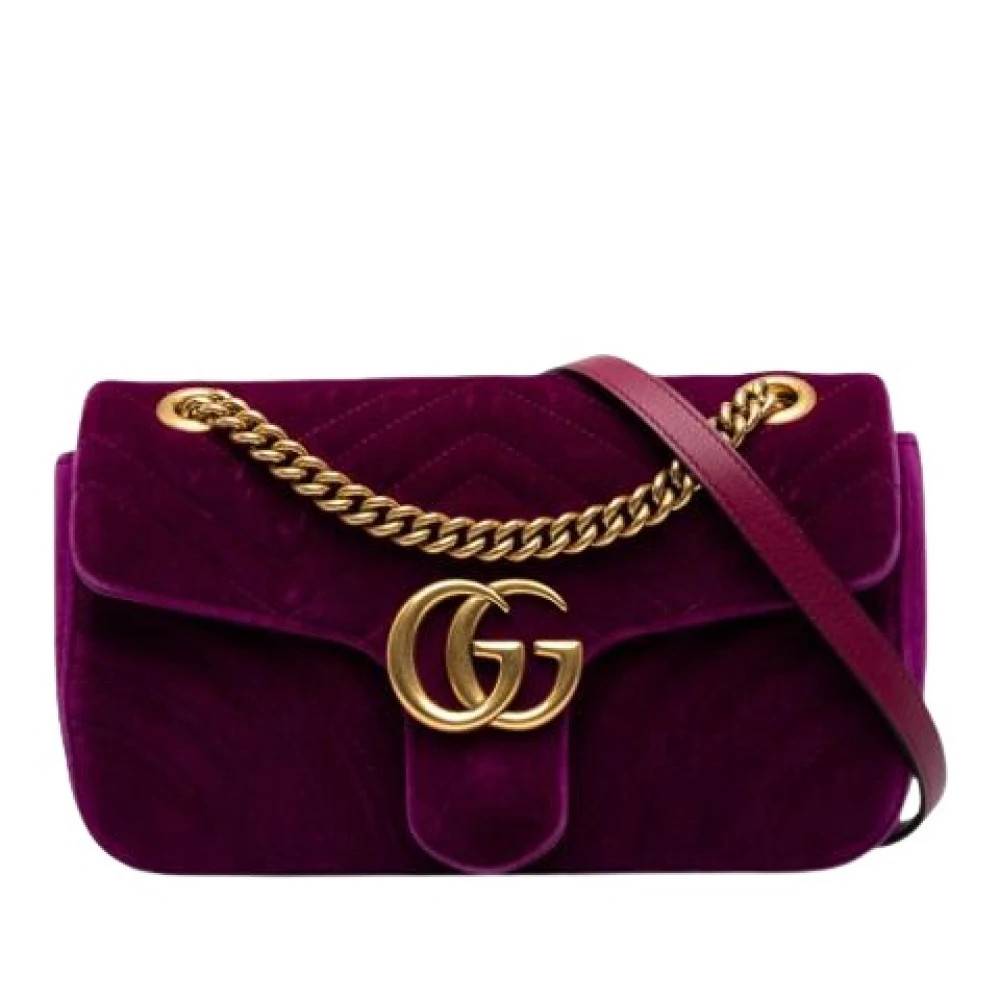 Gucci Vintage Pre-owned Quilted Velvet Shoulder Bag - Vintage - Dame - Lilla - ONE SIZE - Uld