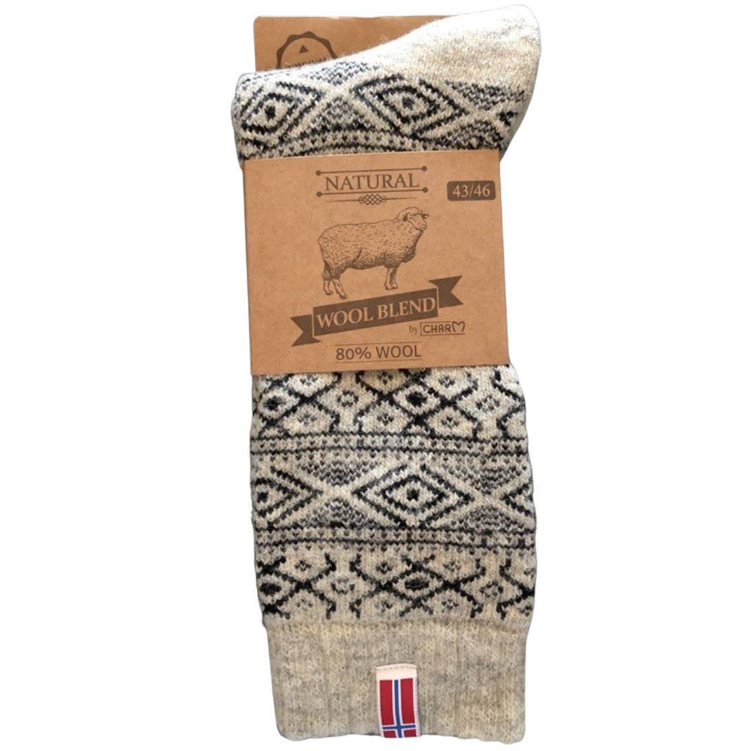 Charm - Ragsokker - Nr 10 Af 80% Uld M/norsk Flag - Grå/Koks..