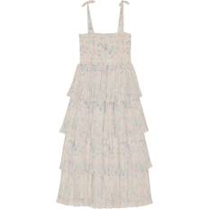 Ganni Pleated Georgette Strap Smock Midi Dam Midiklänningar Stl. 36 - Från Magasin - Tofu (36)