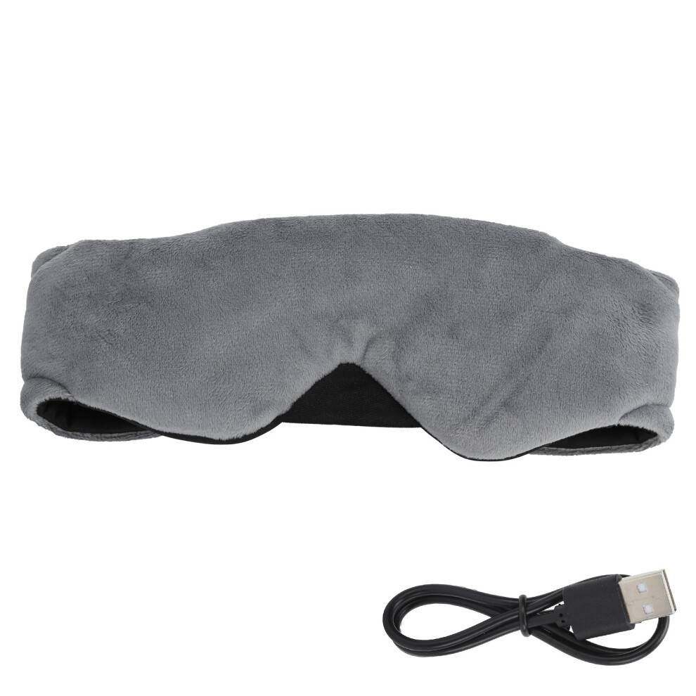 Opvarmet øjenmaske, fugtig varmeterapi, justerbart bånd, perfekt til hjemmekontoret, opdateret Bluetooth 5.0-teknologi, grå