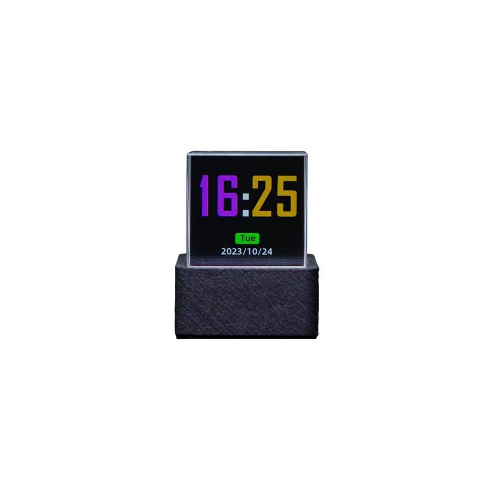 Crystal Cube Photo Display Desktop Mini Smart WiFi Weather Station Clock with GIF Animation, Desktop Decoration