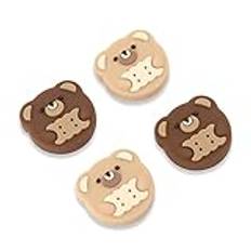 GeekShare 4PCS tumgrepp Caps kompatibel med Nintendo Switch/OLED/Switch Lite, mjuk silikon joystick Rocker Cover - Bear Cookies