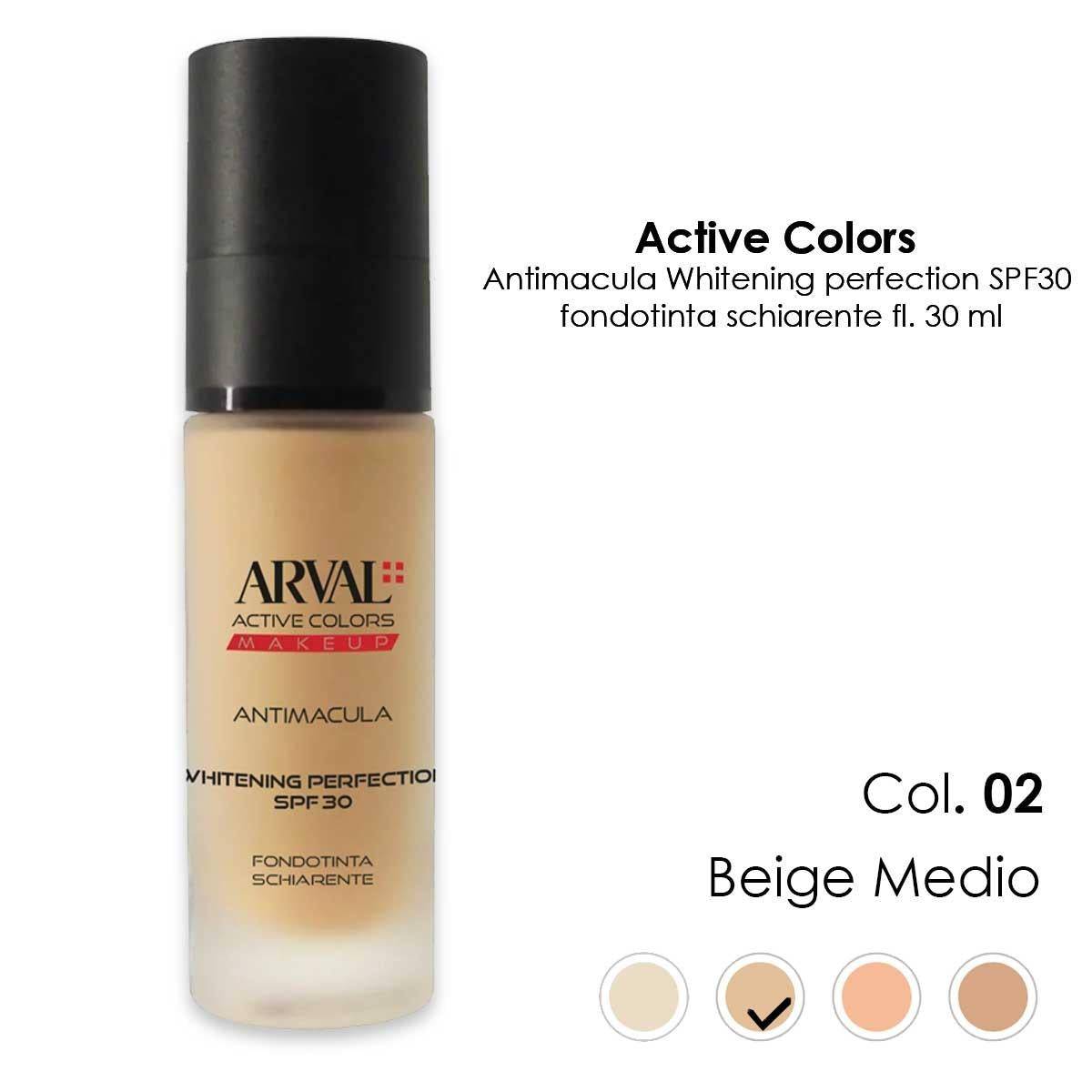 ARVAL ANTIMACULA - Whitening perfection SPF30 n. 02 - beige medio fondotinta schiarente fl 30ml