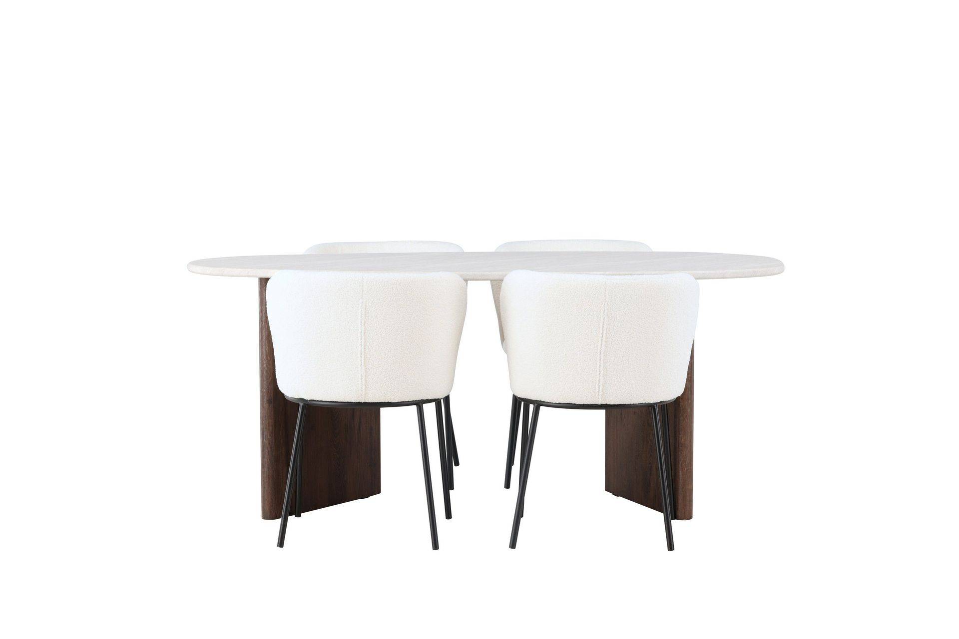 Edina Matgrupp 180 cm Oval med 4 Stolar - Mocca Brun,Grå