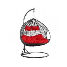 Hængestol i stål, polyrattan og polyester H204 cm - Sort/Rød