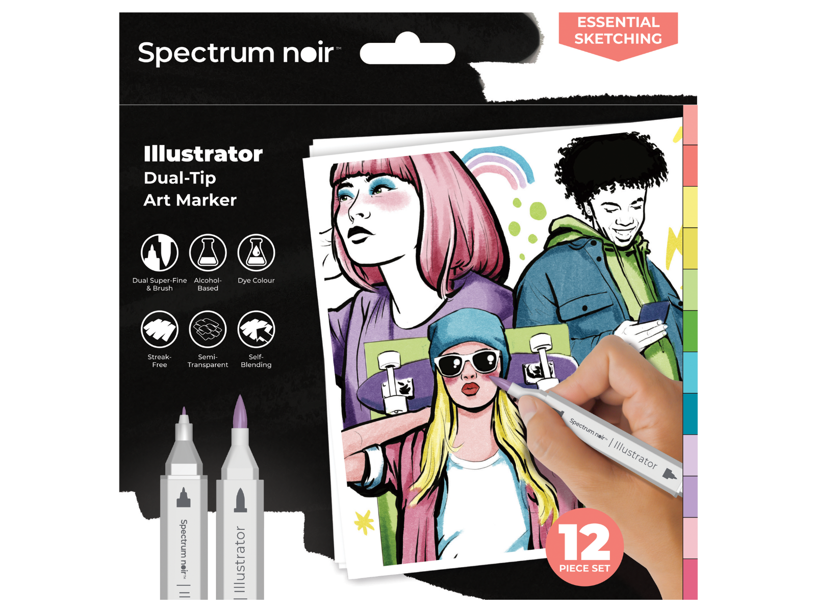 Spectrum Noir-Illustrator 12pc-Essential Sketching