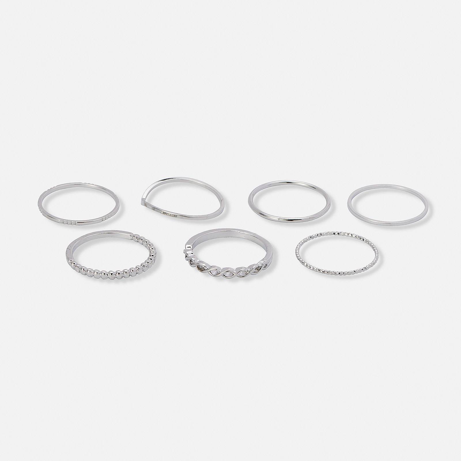 7-pack silverfärgade tunna ringar - 17