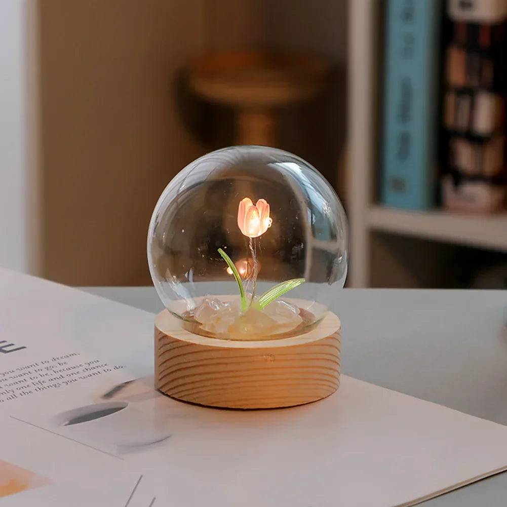 TulipGlow Elegant Blommig Bordslampa – Fina Belysning - 1 Rosa