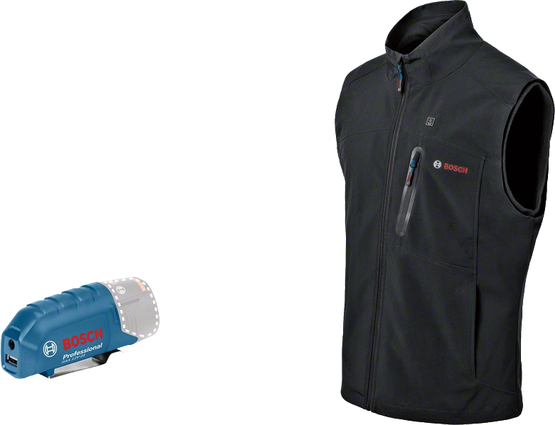 Bosch Varmevest GHV 12+18V XA med oplader GAA 12V-21 Størrelse M.