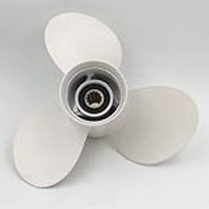 Yurefax Marine Propeller 11 1/8 X 13 båt utombordare, for 25-60HP 69W-45945-00-EL Aluminium Vit 3 blad 13 splinetand Utombordares propeller