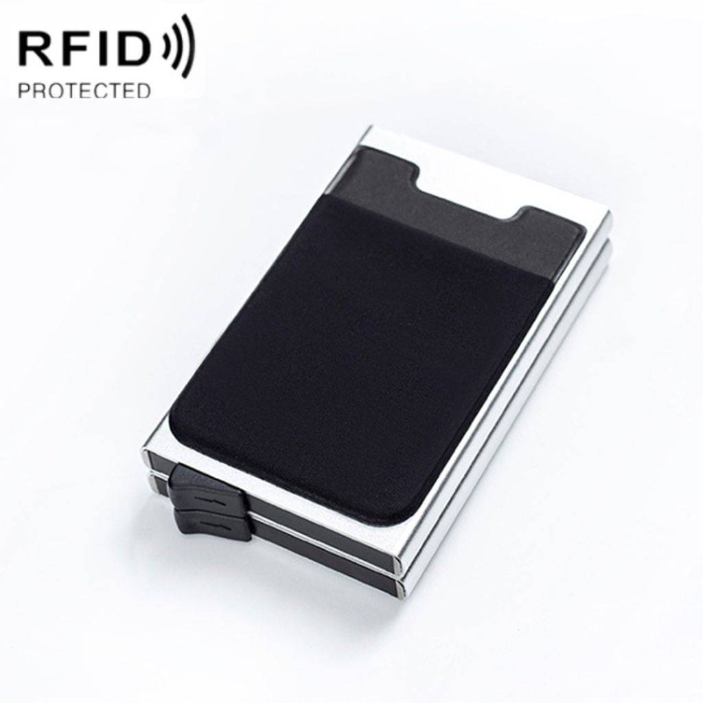 RFID-blokerende kortholder i aluminiumslegering – sølv/sort
