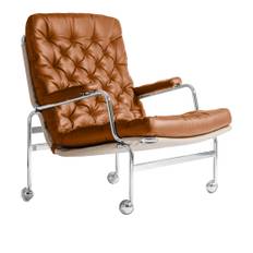 DUX - Karin Fåtölj 73, Bärande Väv Flax 21, Läder Dakota 24 Cognac - Fåtöljer - Bruno Mathsson - Brun - Läder/Metall/Plast