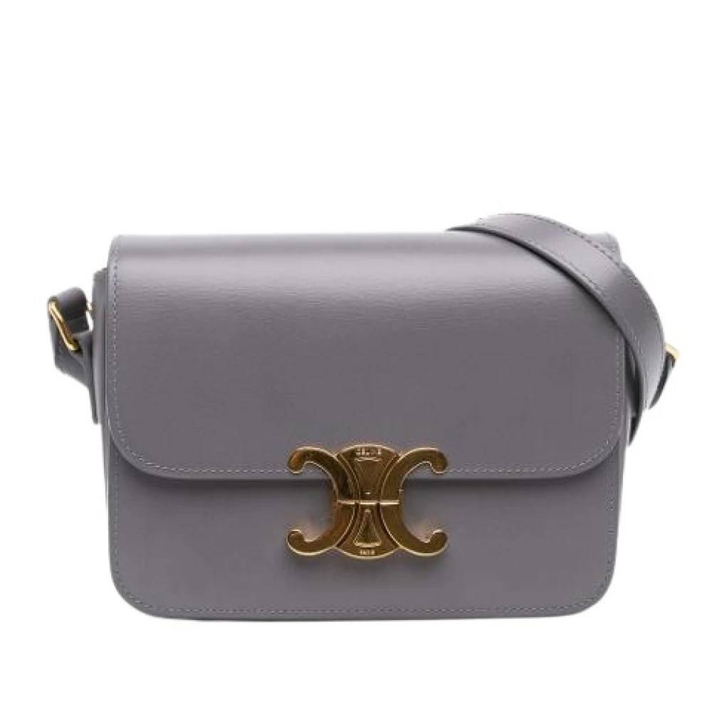 Celine Vintage Pre-owned Triomphe Skuldertaske - Vintage - Dame - Grå - ONE SIZE - Uld