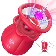SuperLove 3in1 Rose Vibrator Sucking & Licking & Vibrating Red