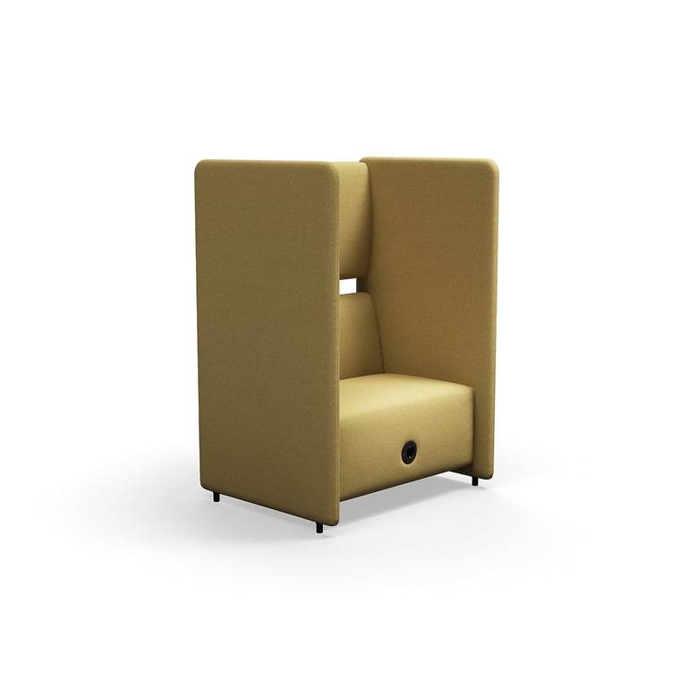 Fåtölj CLEAR SOUND, 1,5 sits, med USB/220V-uttag, tyg Pod CS, gul