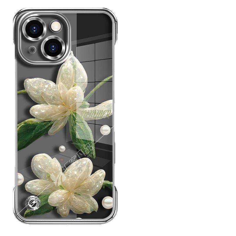 The Crystal Flower Stand Is Suitable for Apple 13 Transparent Phone Cases and Huawei Mate60pro Electroplated Borderless 15 Redmi K40/K40 Pro