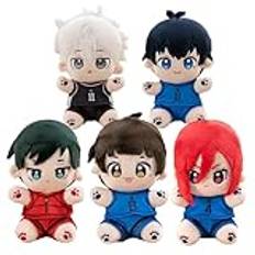 5 x Blue Lock Soft Figur – 22 cm Anime Chigiri Hyoma Cotton Cushion, Seishiro Nagi Soft Pillow, Isagi Yoichi Hugging Pillow, Anime Soft Fylld Throw Pillow Car Home Decor