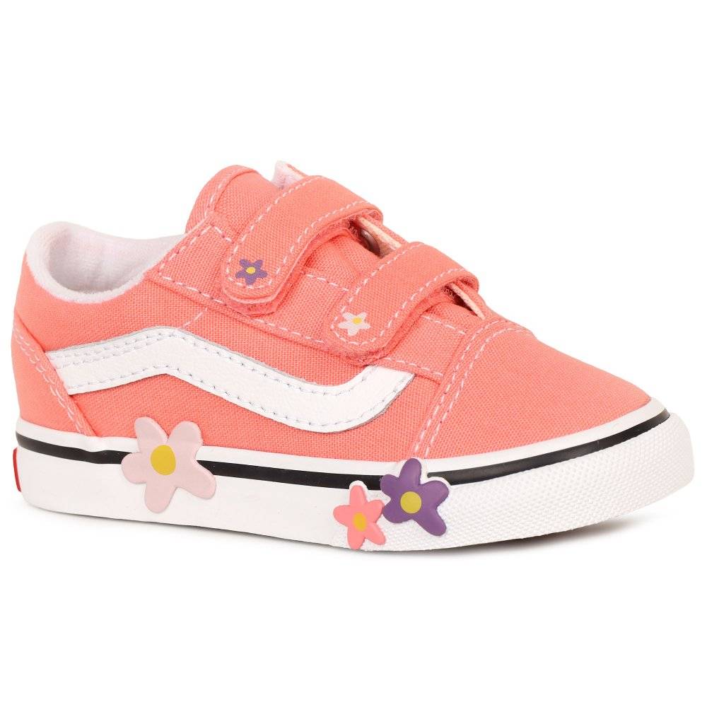 Vans Old Skool V Tod Girls Infant Canvas Shoes Colour: Sunset Blush Suede, Size: 4 / 20