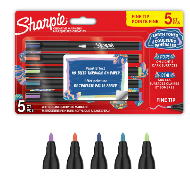 Sharpie - Creative Acrylic 5-Blister - Earth Tones - Fine Tip