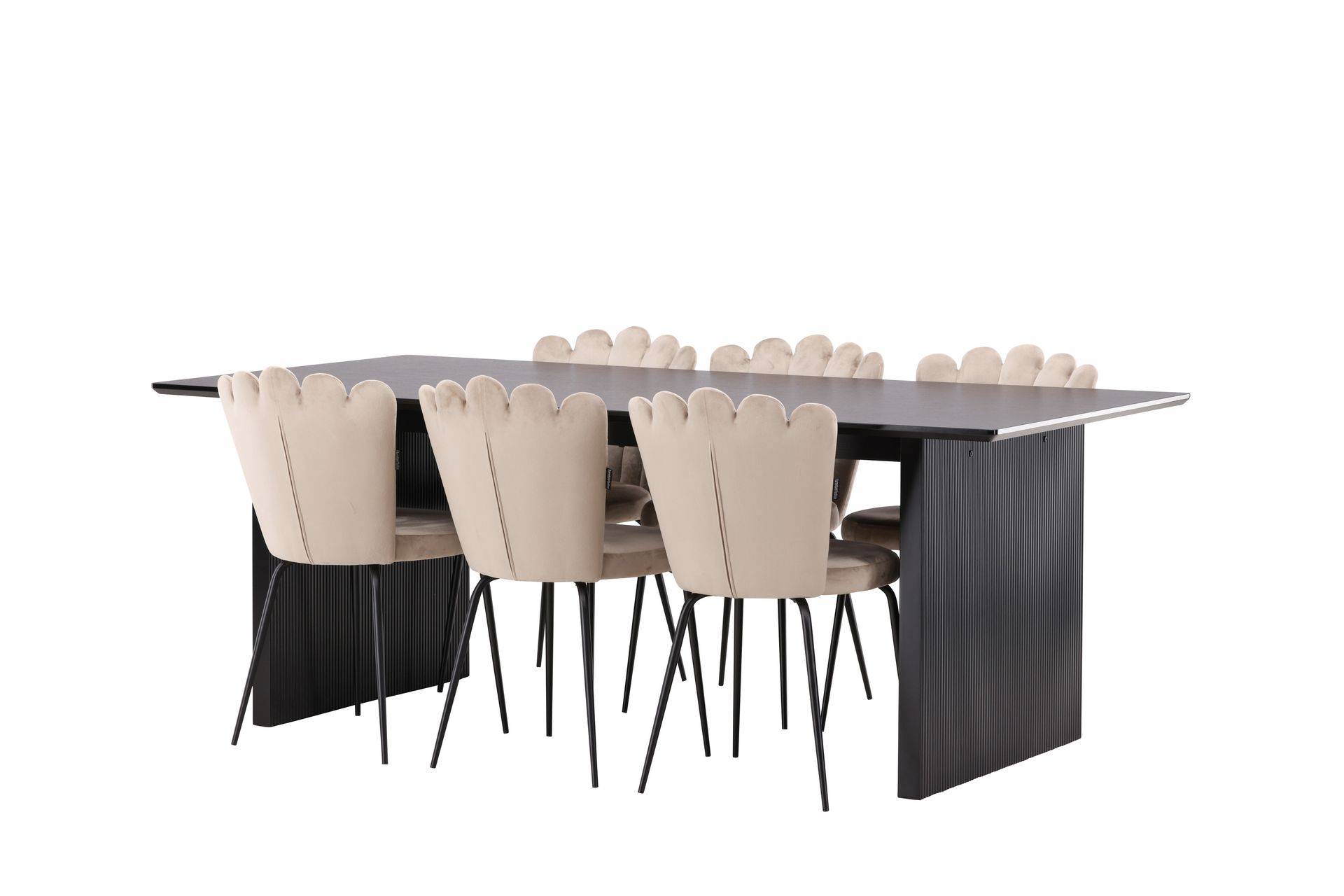 Venture Home Mangat Matgrupp 200 cm Rektangulär med 6 Limhamn stolar - Beige Matgrupper