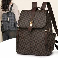 Fashion Anti-Theft Backpack Purse Preppy College School Daypack Women's Travel Knapsack - Brown