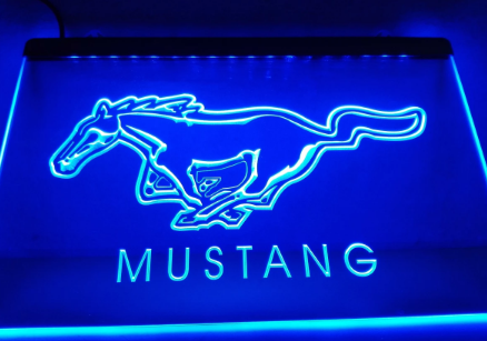 Mustang Neon LED Logo Skylt – Bar, Garage & Inredning