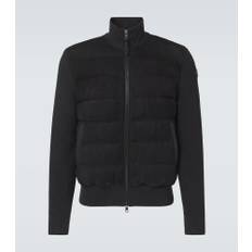 Moncler Padded leather-trimmed wool cardigan