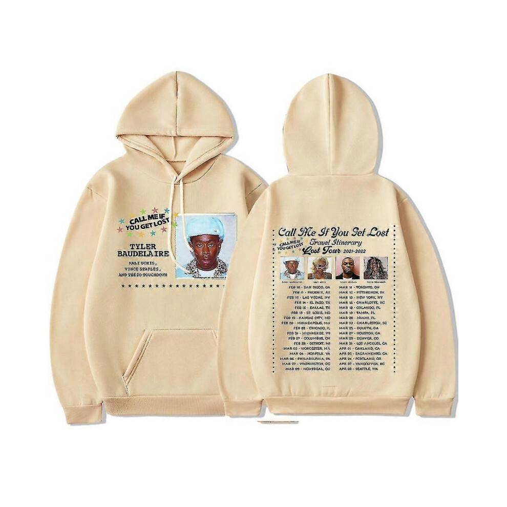 (L, Beige) Call Me If You Get Lost Hip Hop Hoodie Tyler The Creator Pri Hoodie Men Women Shirt Top