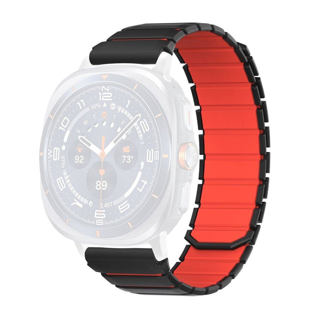 Samsung Galaxy Watch9/9 Classic/8/8 Classic Tofarvet magnetisk silikone urrem - Sort/Rød