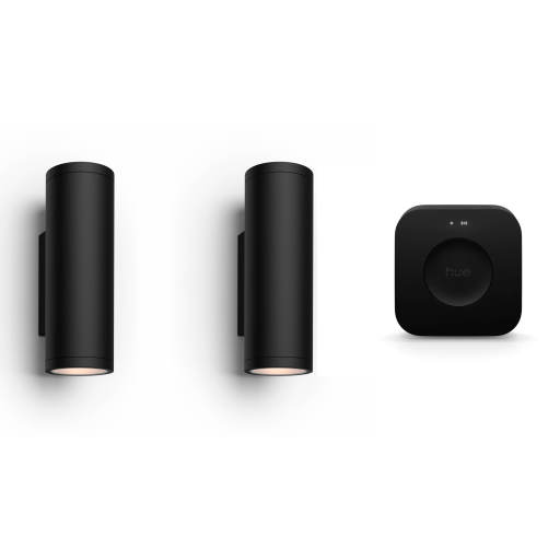 Philips Hue Appear udendørs væglamper med Bridge Pro, sort, 2-pak