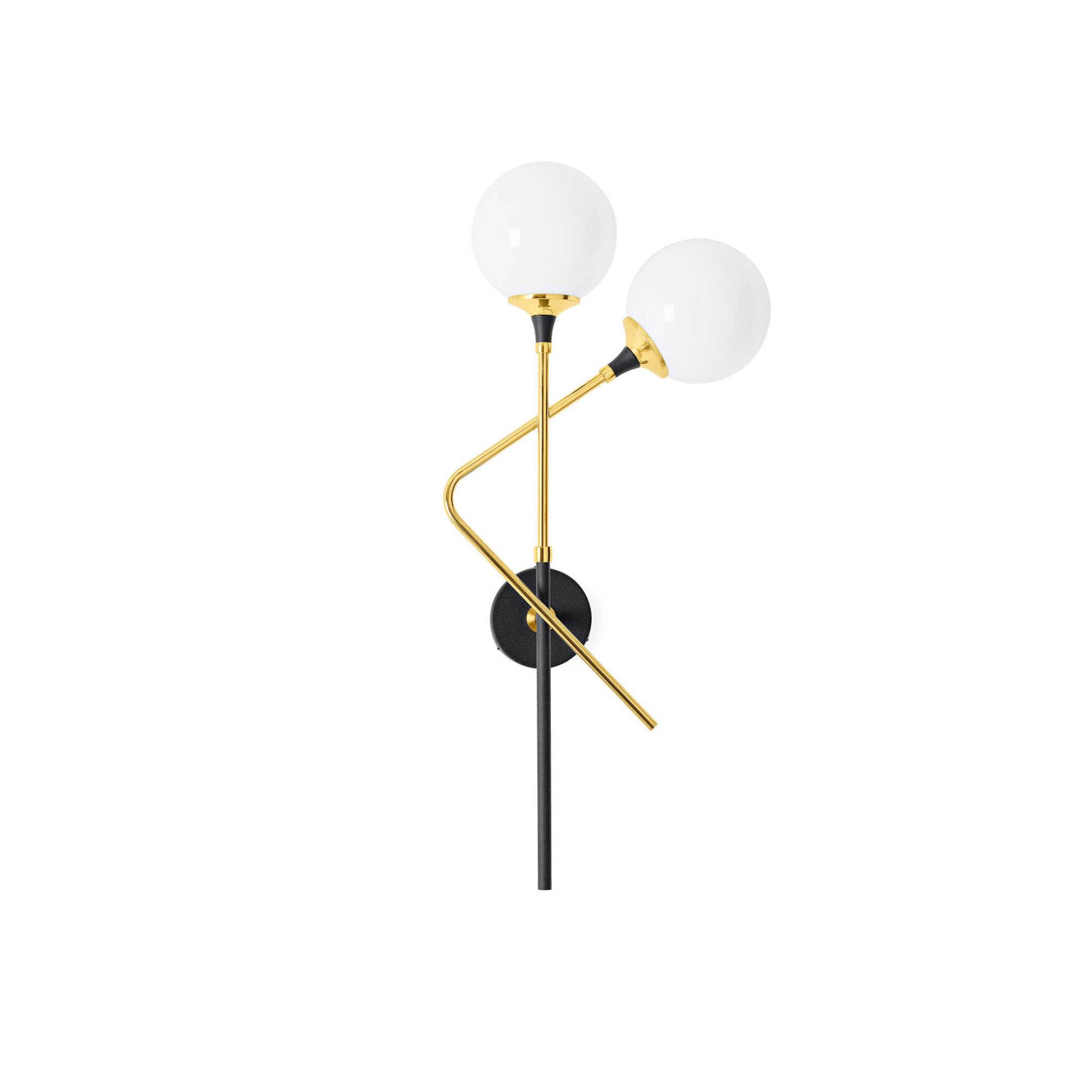 Stilnovo - Galassia Wall 2 Right, Gold/White - Væglamper - Hvid - Glas/Metal