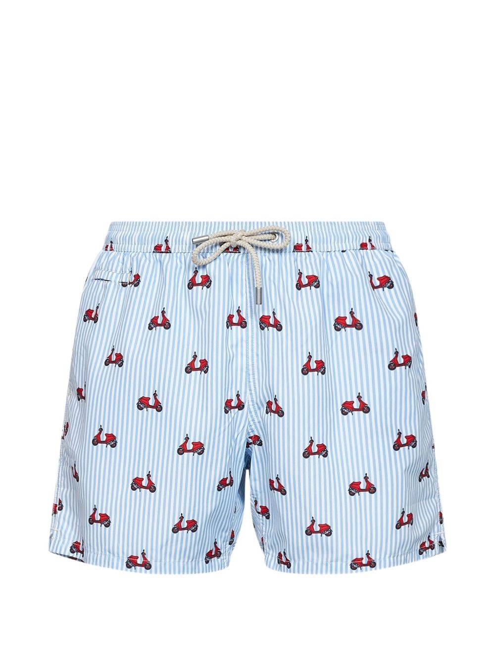 MC2 Saint Barth - Lighting Micro scooter-print swim shorts - herr - polyester - S - Blå