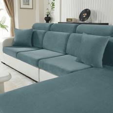 Housse Coussin Canapé Velours, Housse De Coussin Extensible, Universelle Housse Coussin Canape, Housse Assise Canapé Antidérapante, Housse Dossier Can - Dammblå (2 Sits,3 Sits,1 schäslong,1 sits,1-sits stor,1-sits*3,1 Sits*2)