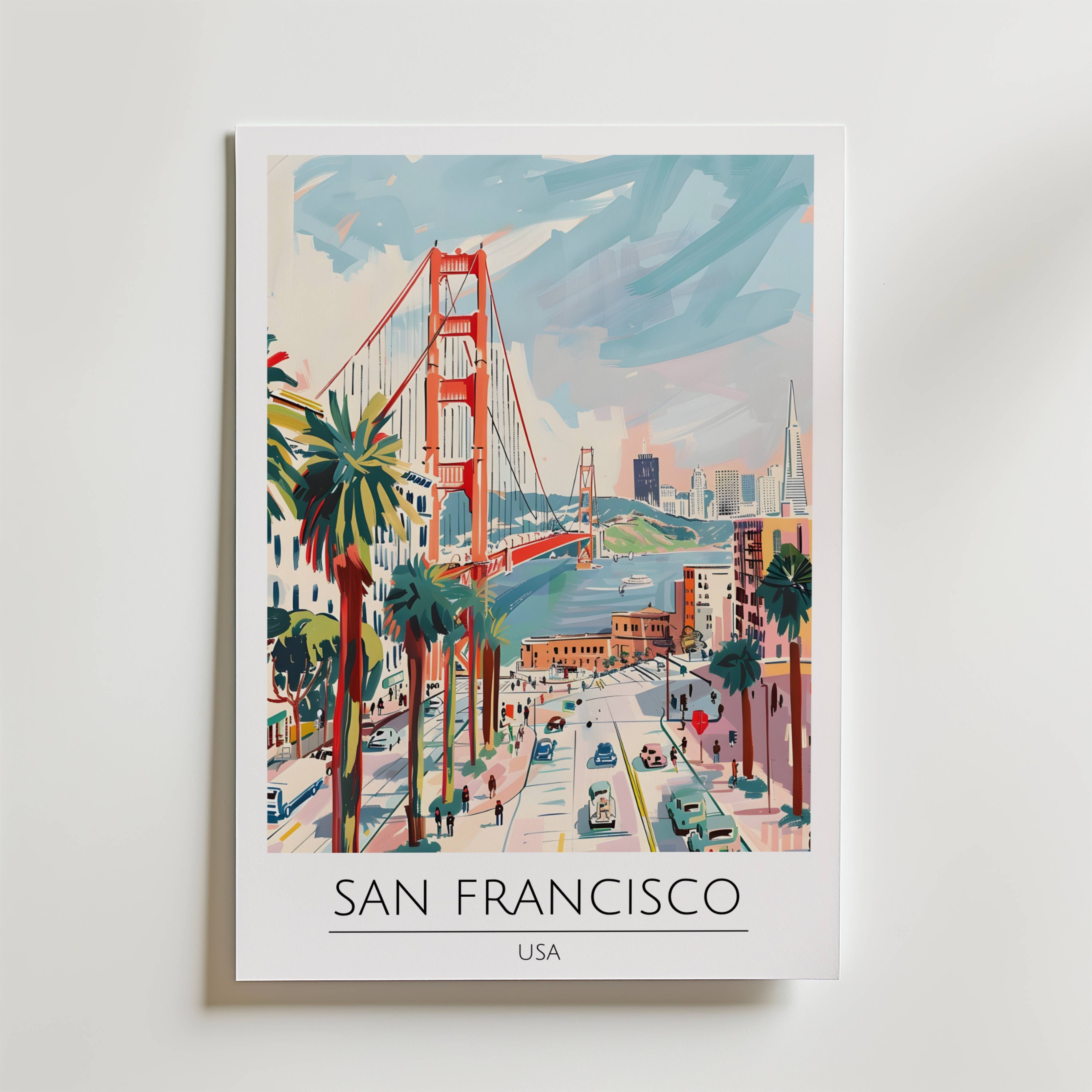 San Francisco Golden Gate Vista Poster - Premium Canvas 21x30 cm