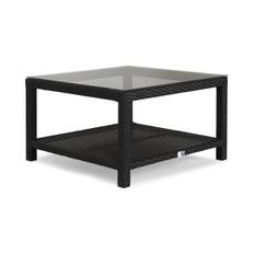 Comfort Garden Bahamas Loungebord och Soffbord Utomhus 75 cm Konstrotting Glas - Svart & soffbord utomhus Plast