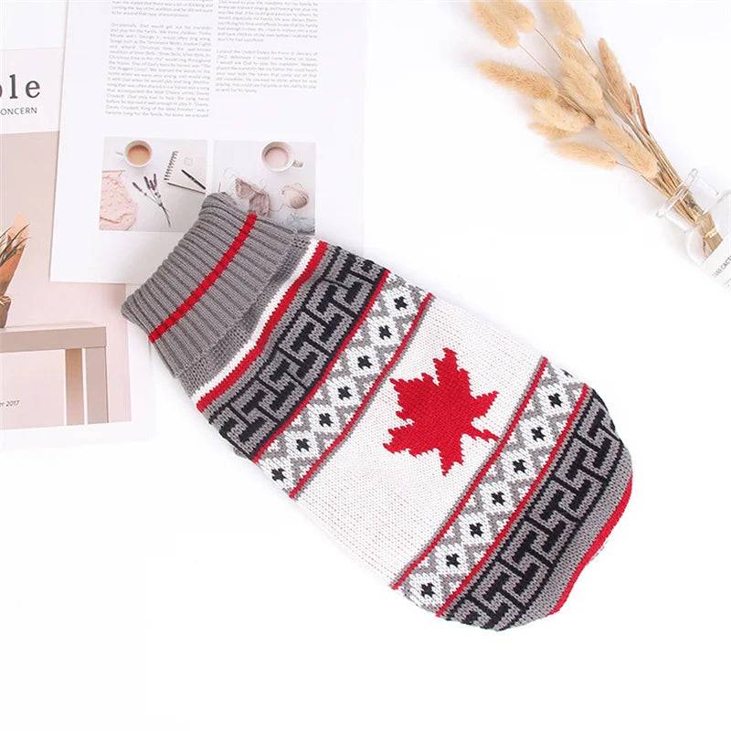 Animal Print Knit Sweater for Cats & Small Dogs - Canadian Flag / 8-suggest 1.5-2.5kg / SPC (8-suggest 1.5-2.5kg)