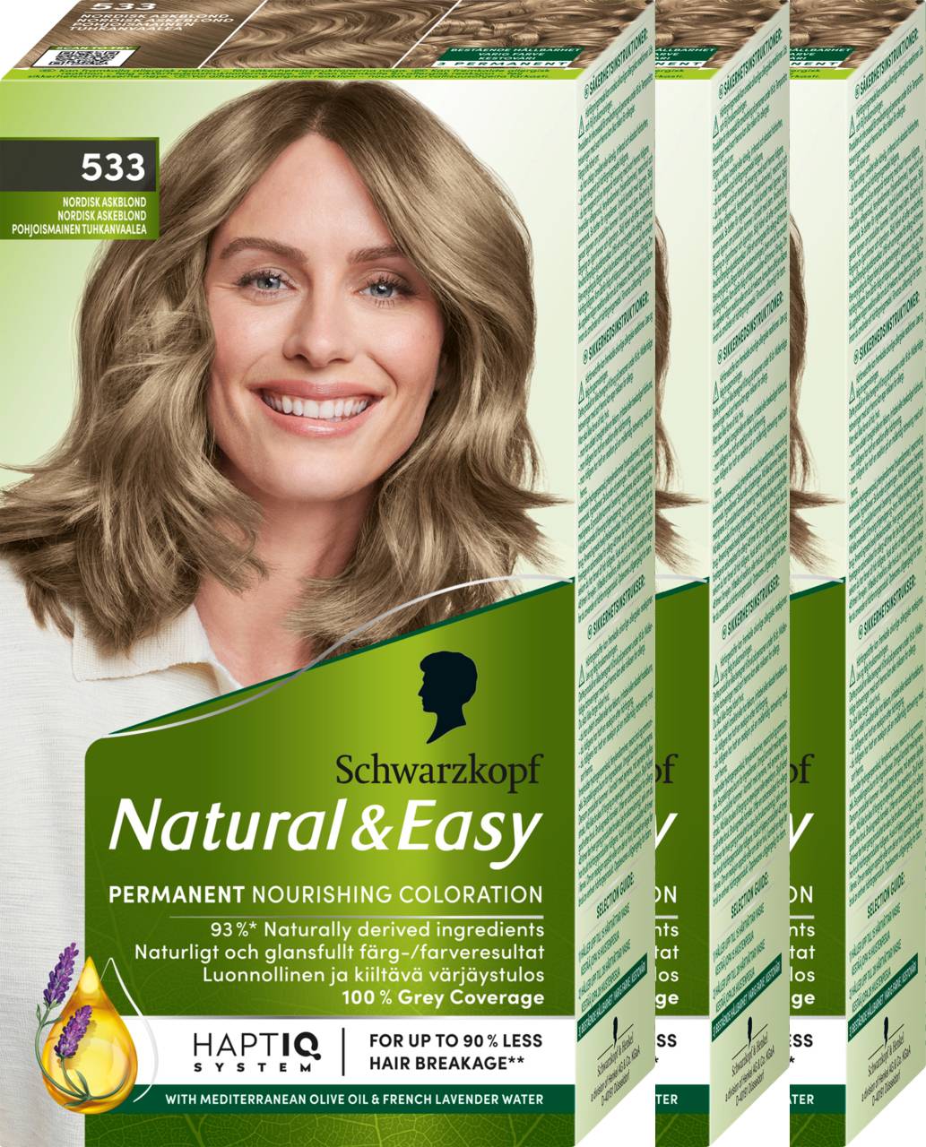 Schwarzkopf Schwarzkopf Natural&Easy 533 Nordisk Askblond 3-pack