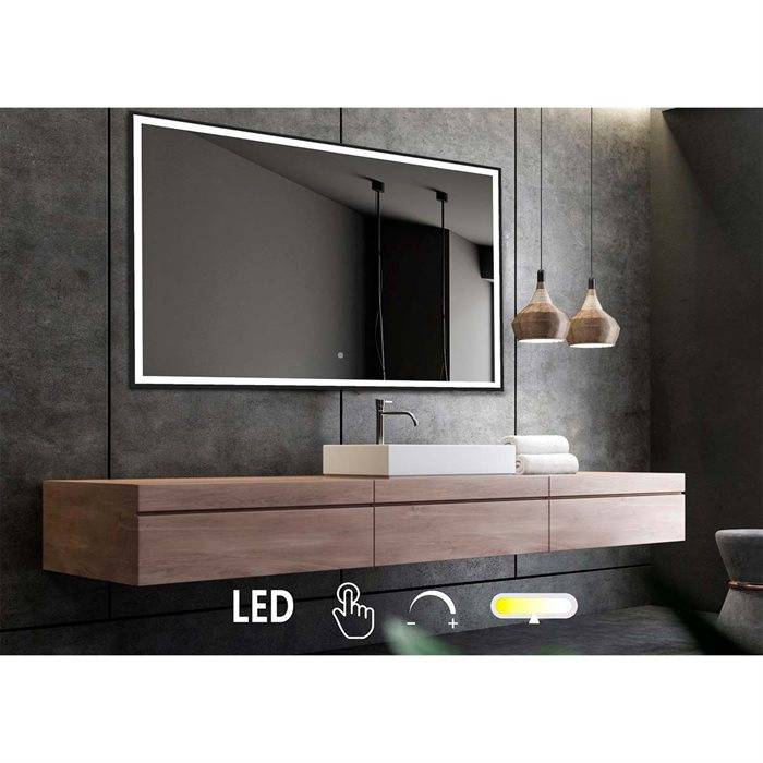 Fie 2 - 60 x 80 cm - Firkantet med sort alu - ramme LED Spejl.