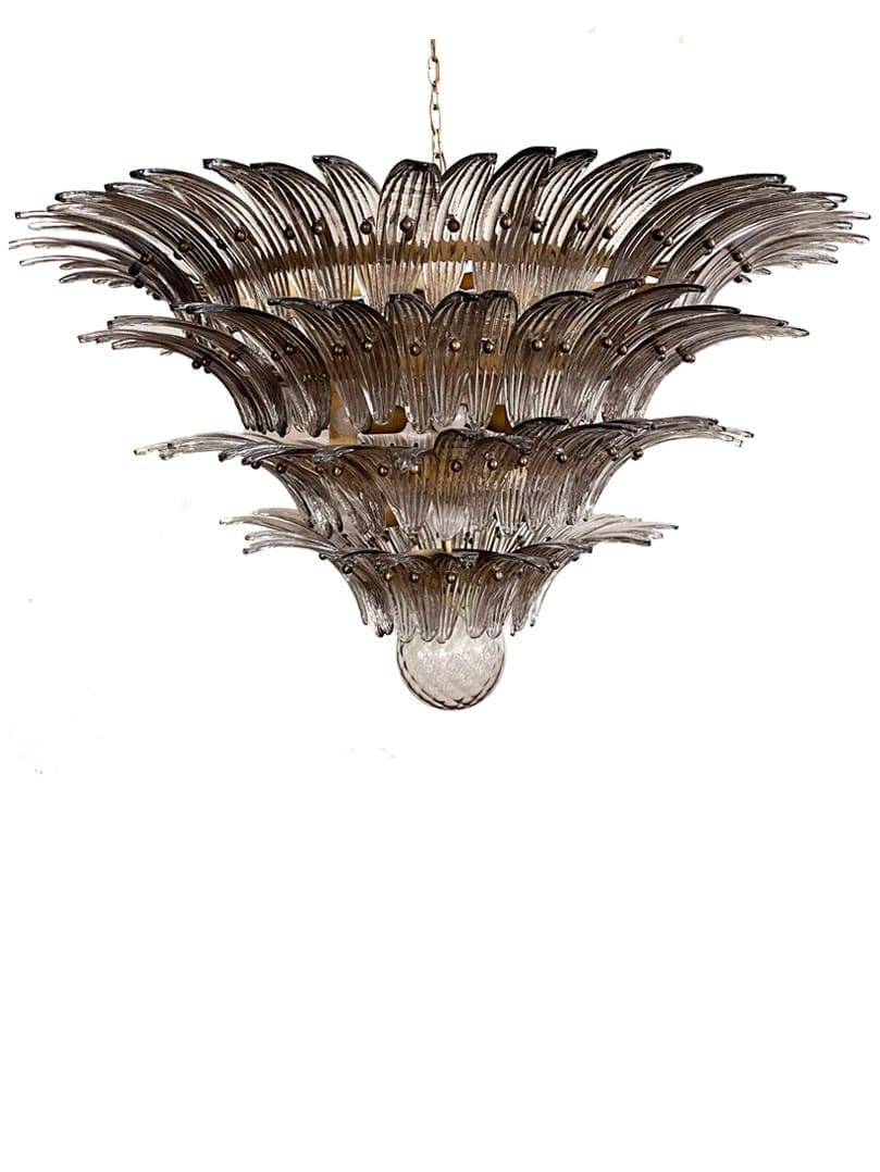 Murano Lysekrone Palmette 163 glas Røgfarvet Mat guld uden patinering