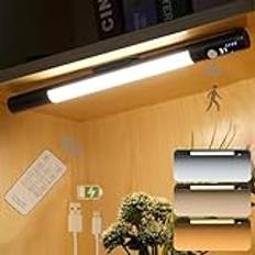 LED-skåp Vägglampa för kök med rörelsesensor och kapacitetsindikatorer Vägglampor Vridbar inomhus 2000mAh med fjärrkontroll Vägglampa Magnetisk USB Uppladdningsbar för studier (1 paket, svart)