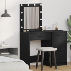 vidaXL Sminkbord med låda Svart ek 50 x 41 x 135 cm Konstruerat trä