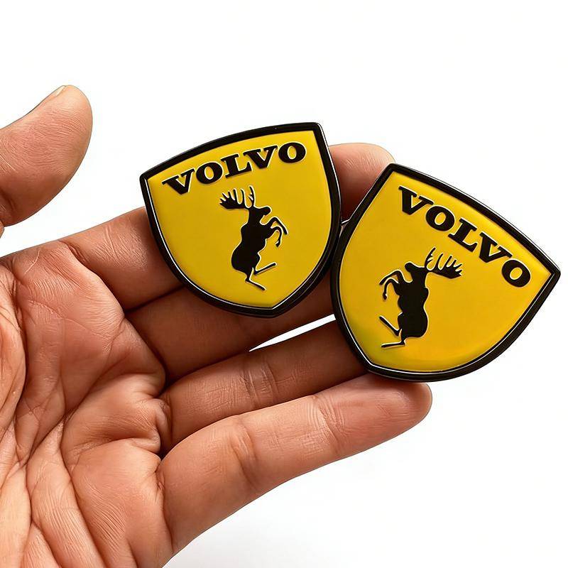 2 st Volvo Älg Logotyp Sköld Märke 3D Metall Klistermärke för Alla Bilens Bagagelucka Skärm - Bil Styling Dekoration Tillbehör