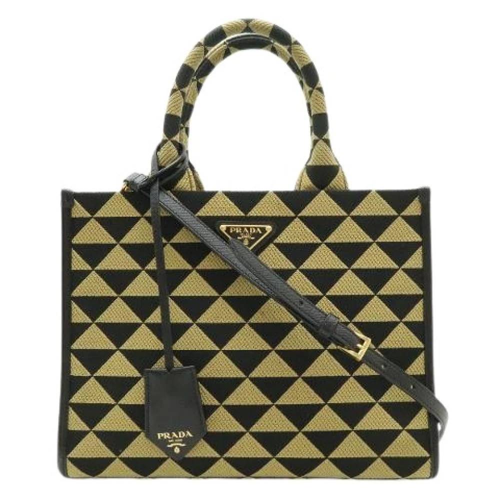 Prada Vintage Pre-owned Symbole Broderi Stof 2-vejs Håndtaske - Vintage - Dame - Flerfarvet - ONE SIZE - Uld
