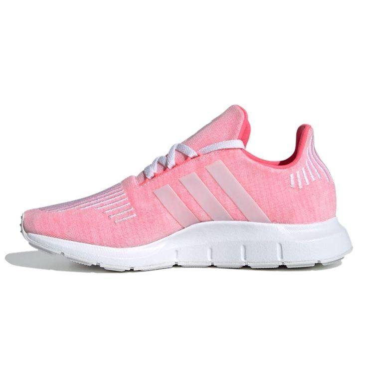 Adidas Originals Swift Run J Round Toe Lace-Up Andningsbara Låga Löparskor Barn Sneakers Rosa Vit EF5951 35½