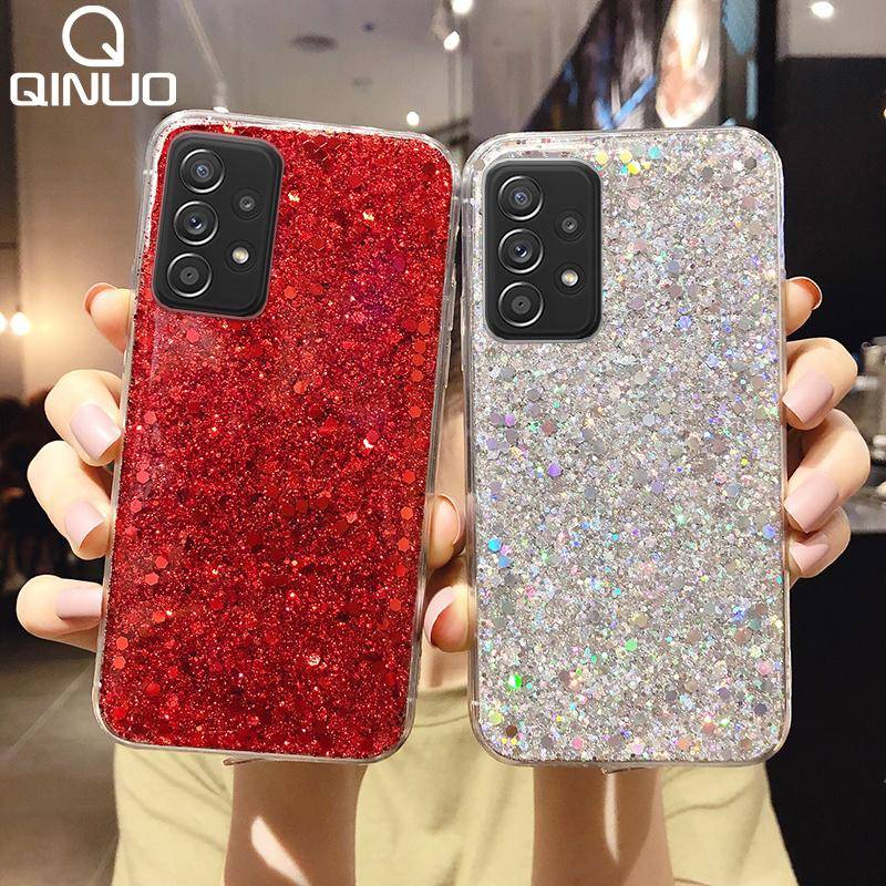 Lyxigt Paljetter Glittrigt Fodral För Samsung Galaxy A52 A12 A72 A51 A71 A50 A41 S21 Ultra 5G S20 FE S10 Plus A 70 Mjukt Silikonfodral
