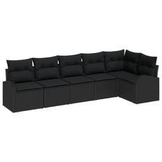 vidaXL 6 Personers Have Sofa Sæt med Hynder Sort Poly Rattan, vidaXL 2-personers Have Sofa med Opbevaring & Hynder Sort Poly Rattan