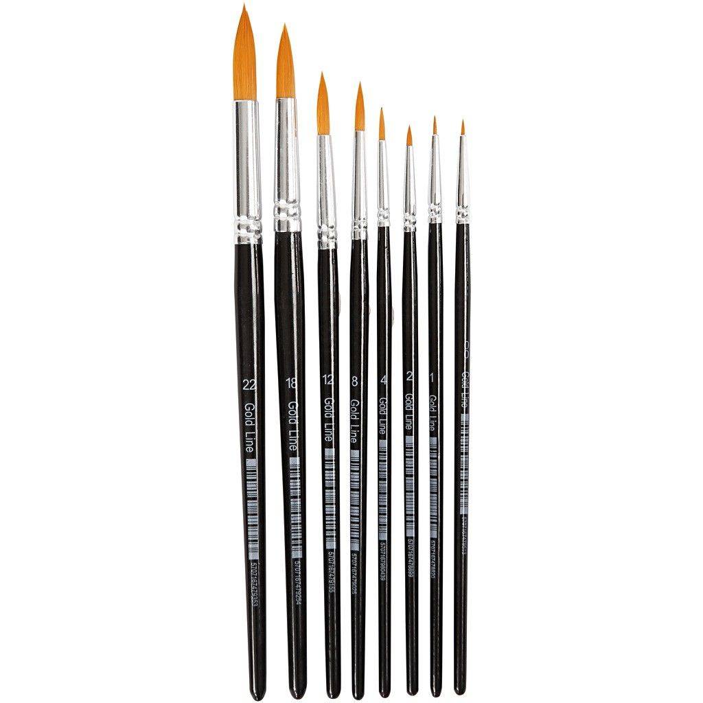 Gold Line Brushes Size 0-22 W 1,5-8 mm Round 8mixed (10747)