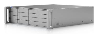 Ubiquiti Networks UniFi Enterprise NAS, 16-bay, ARM N2 8-Core 2,4GHz CPU, 64 GB RAM, 10GbE RJ45+2x25GbE SFP+, rackmonterbar 3U