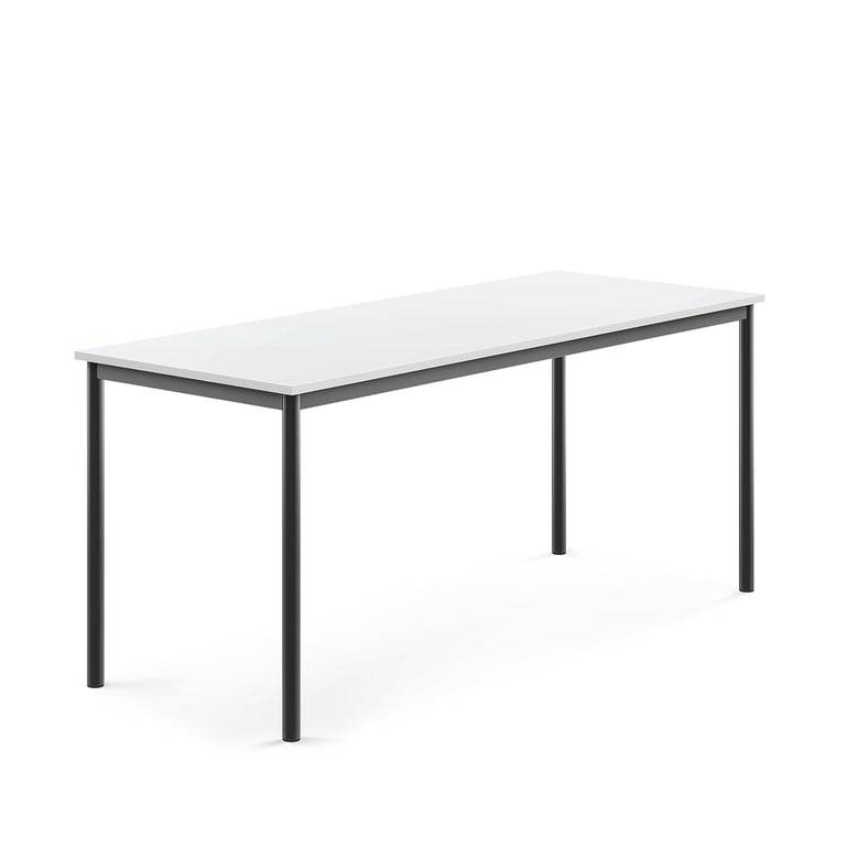 Bord SONITUS, 1800x700x760 mm, stativ antracitgrå, ljuddämpande högtryckslaminat, vit